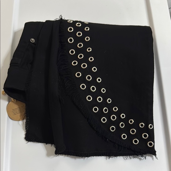 NWT MISA LOS ANGELES SUPERSTAR CROPPED FLARE GROMMET FRINGE JEANS SIZE 28 - Picture 3 of 7